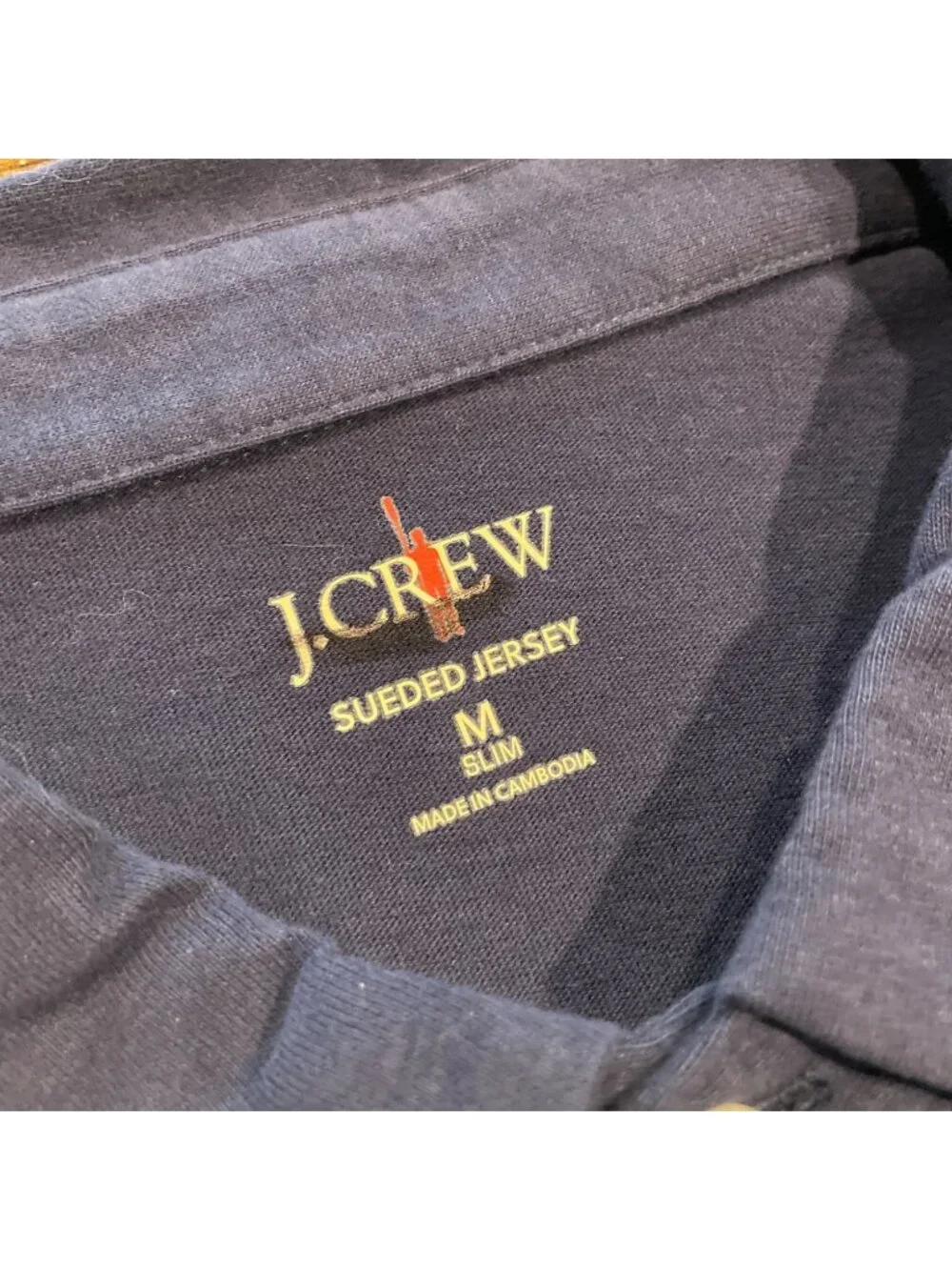 J.Crew Sueded Polo Shirt Sz M Slim Fit Navy Cotton Jersey Minimalist Preppy